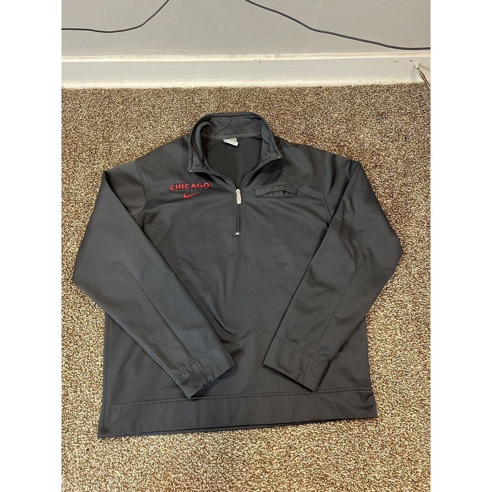 Nike Gray 1/4 Zip Up Pullover Long‎ Sleeve Sweatshirt Chicago Men Size Large